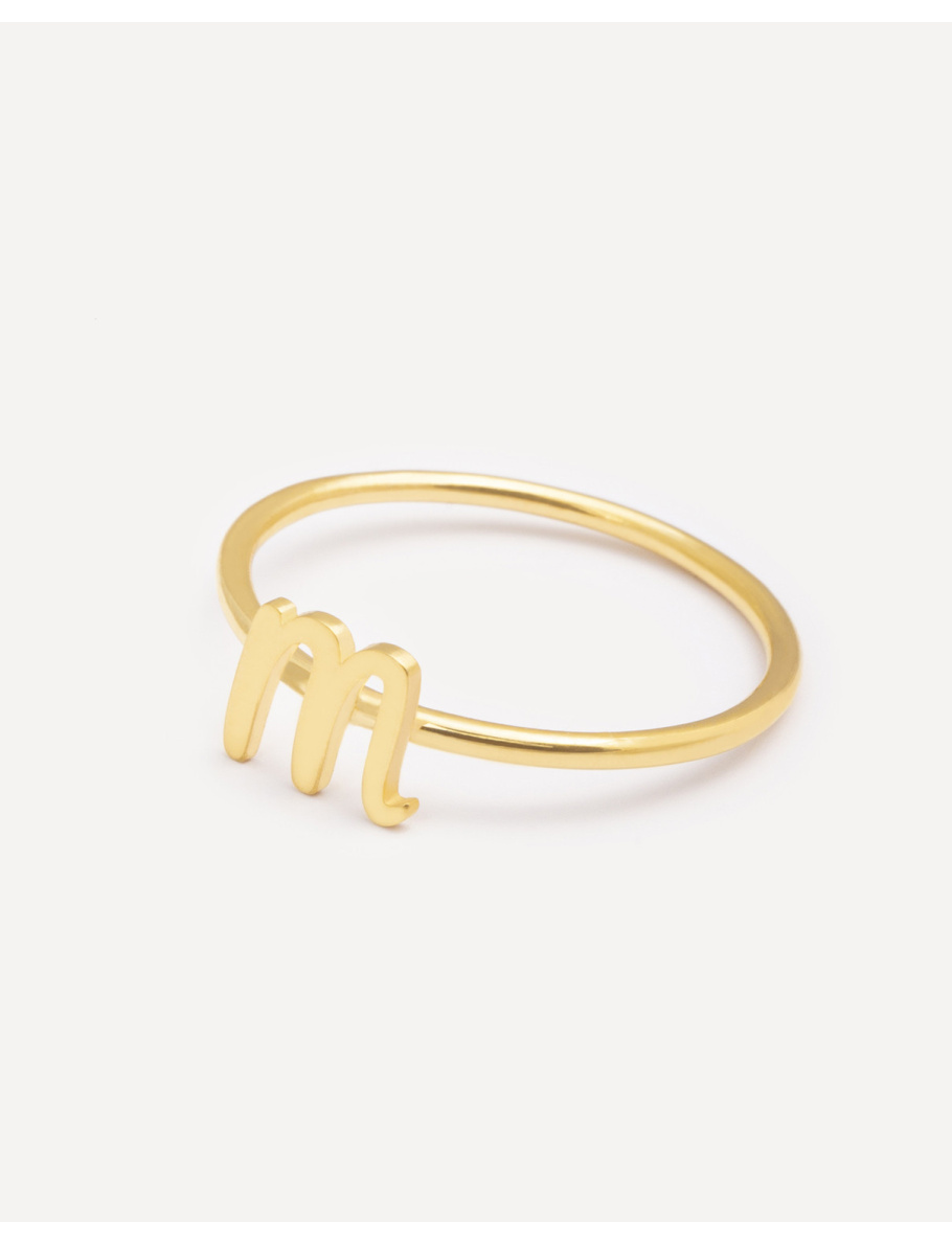 Gold-plated ring with letter