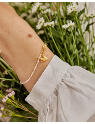 Gold-plated gemstone bracelet