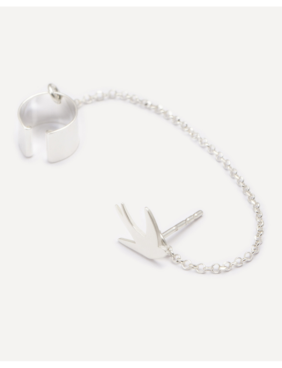 Silver earring with cuff