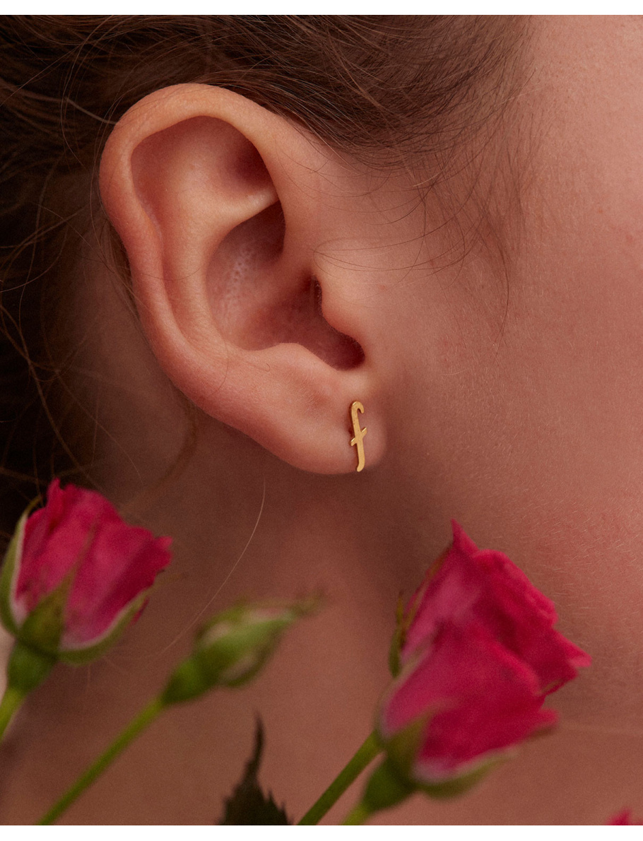 Gold-plated letter earring