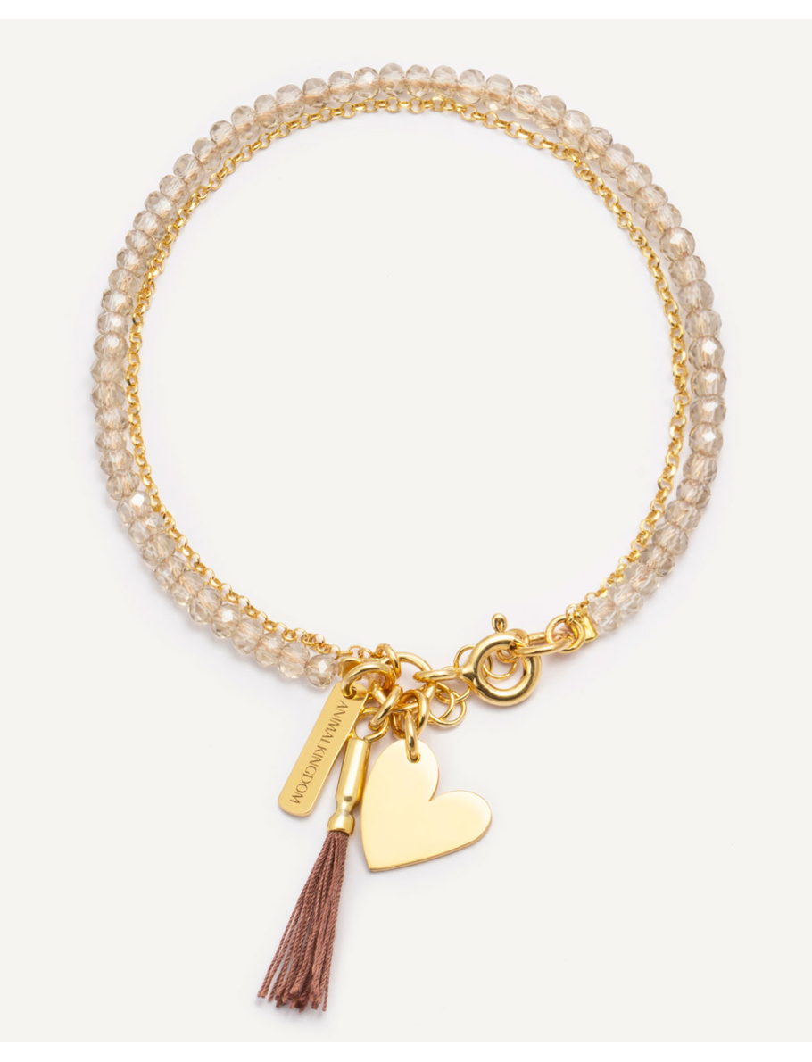 Gold-plated crystal chain bracelet