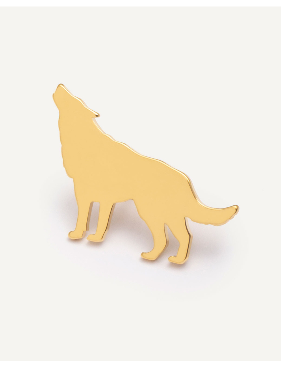 Gold-plated wolf pin