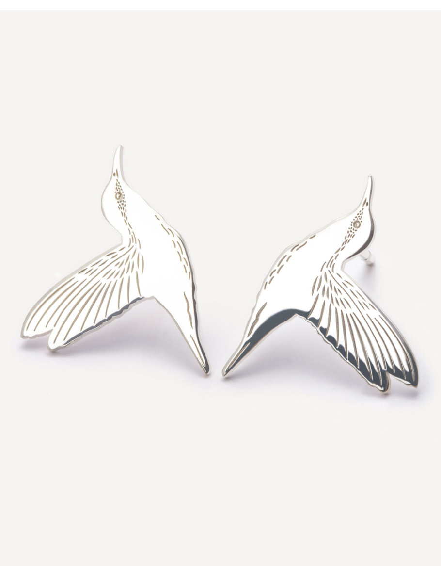 Kolczyki srebrne duże kolibry